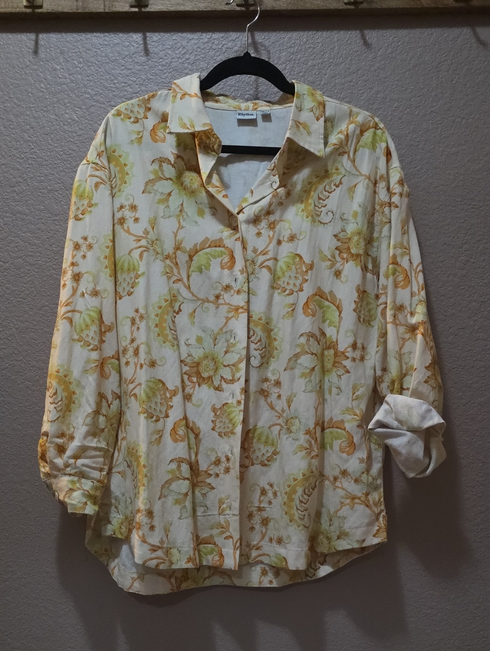 Rhythm Floral Button-Down Shirt in Yellow and Cream